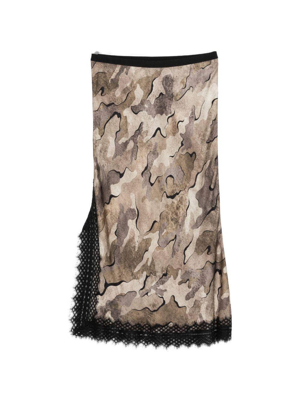 PINKO Gonna longuette Ambrato con dettagli in pizzo nero 