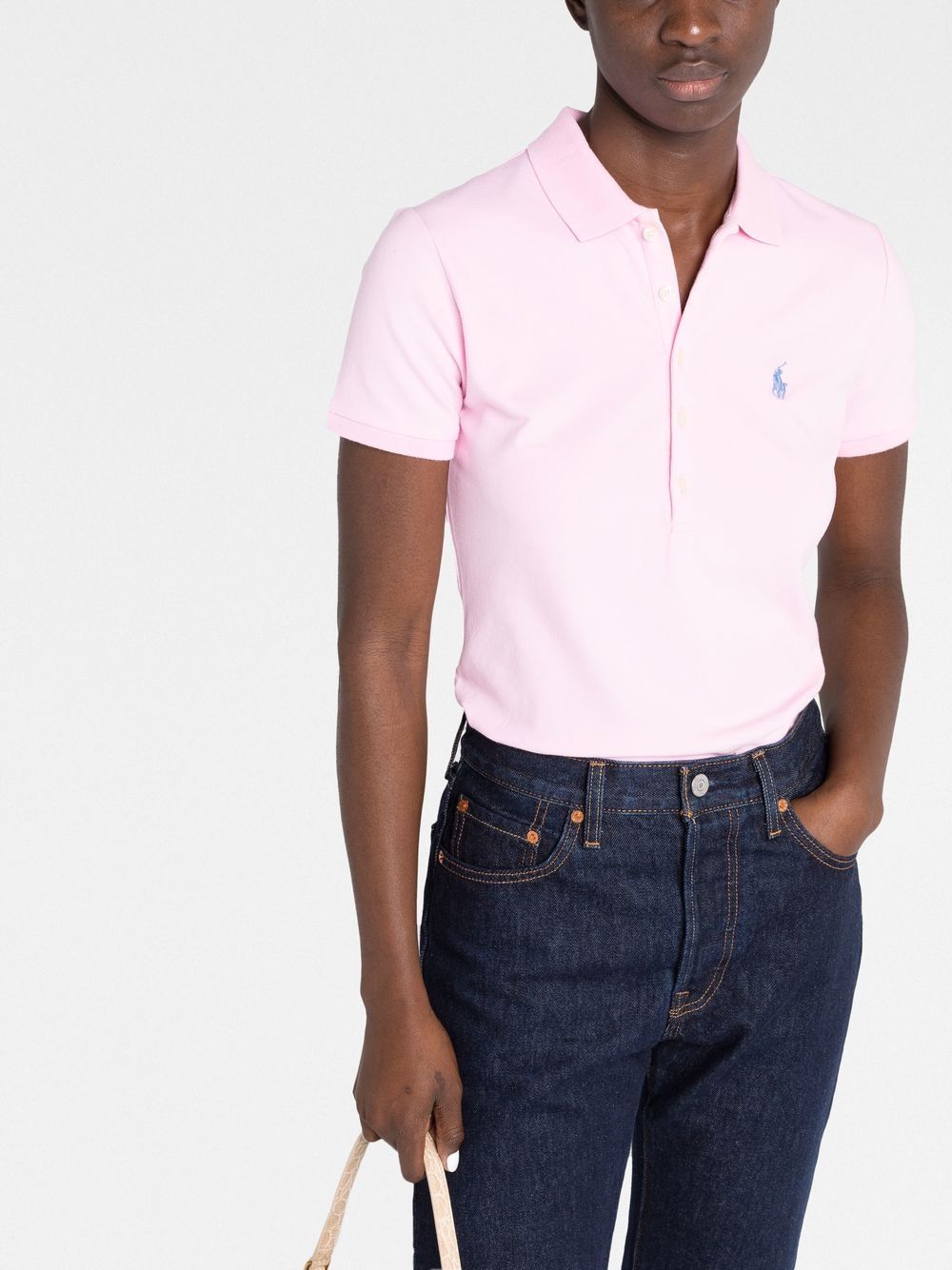POLO RALPH LAUREN Polo in cotone elasticizzato rosa 