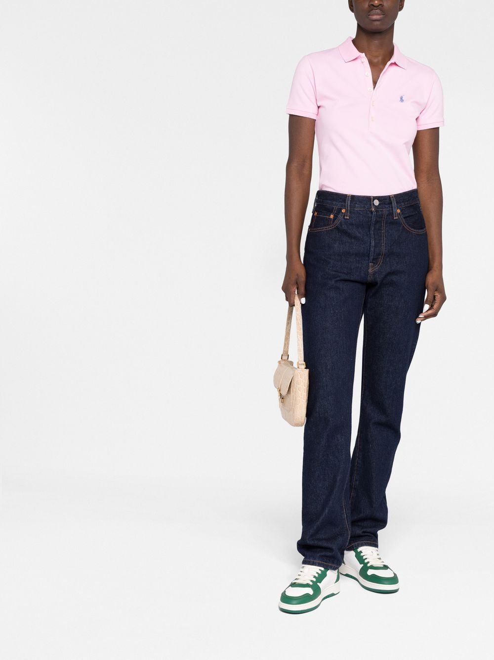 POLO RALPH LAUREN Polo in cotone elasticizzato rosa 