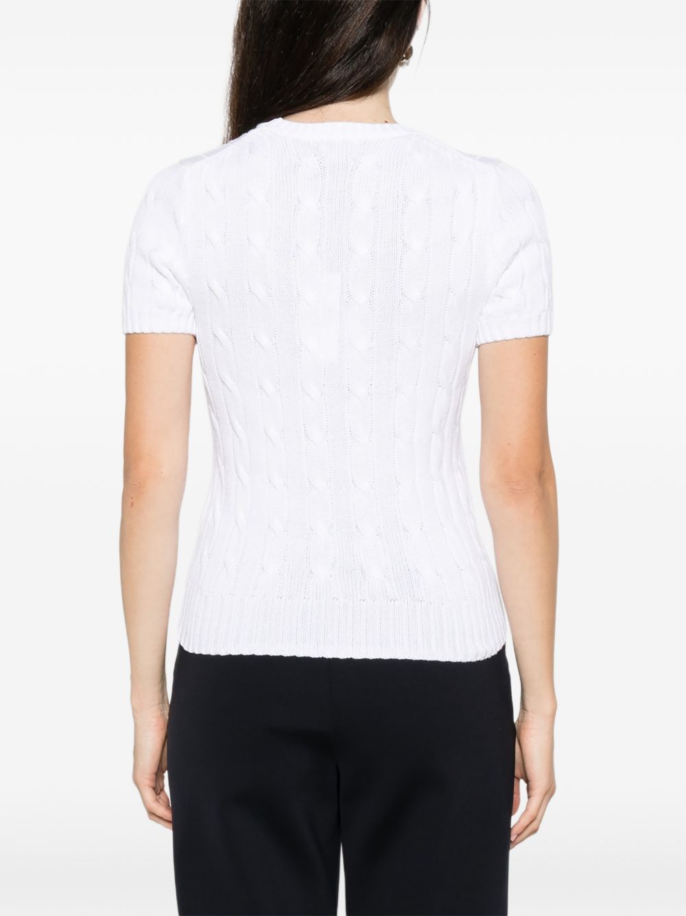 POLO RALPH LAUREN Maglia a trecce in cotone bianco 