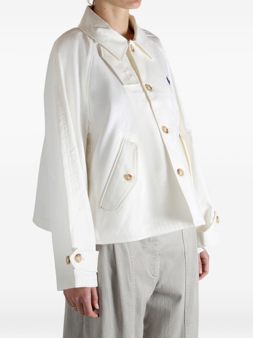 POLO RALPH LAUREN Giacca trench con logo in cotone bianco 