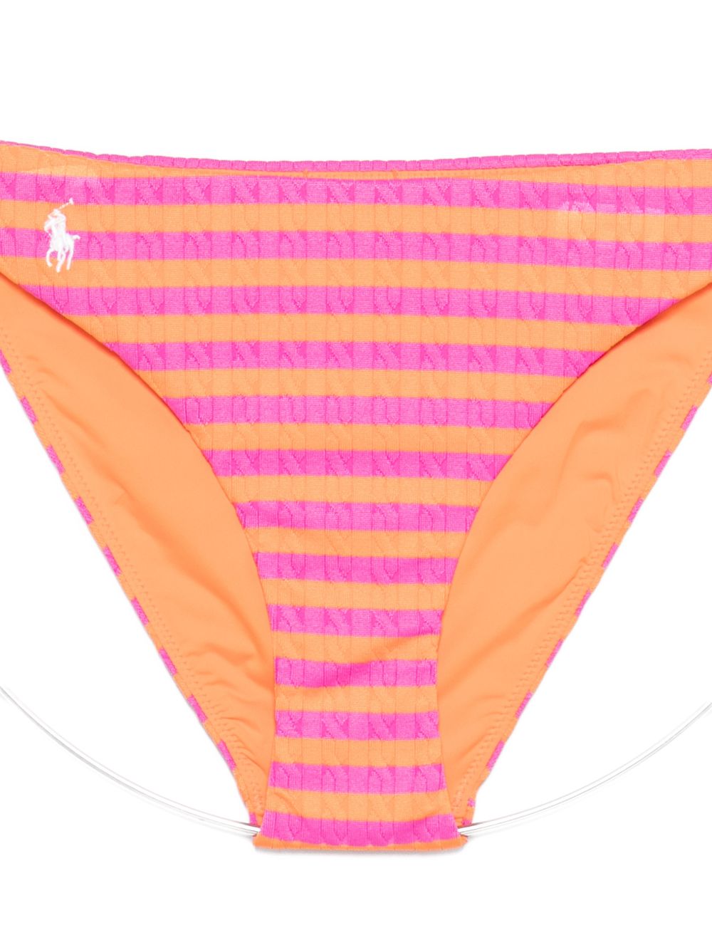 POLO RALPH LAUREN Slip bikini a righe con logo rosa e arancione 