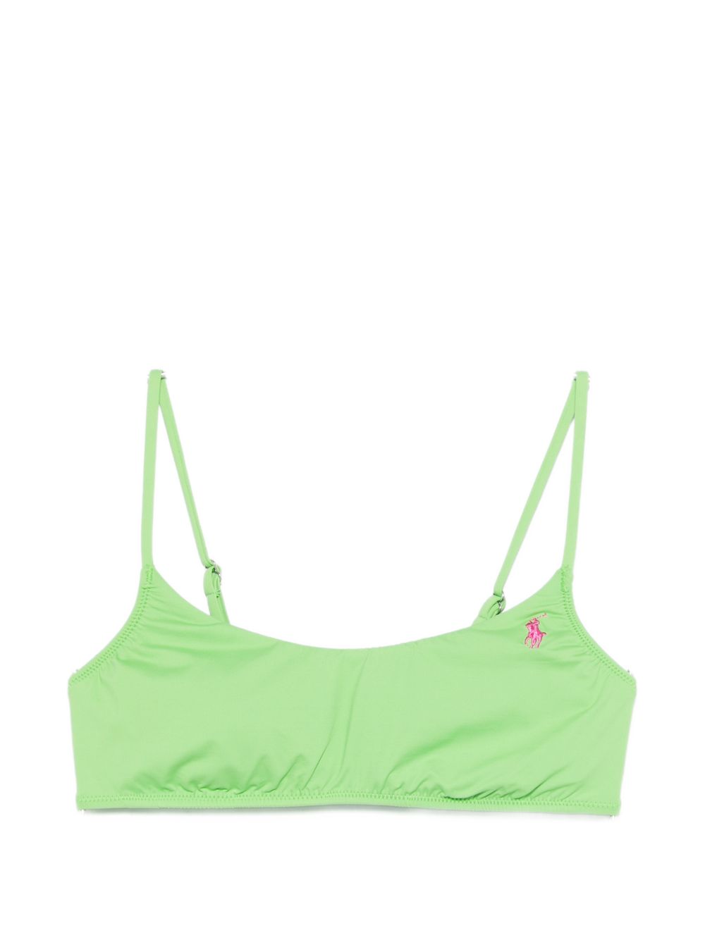 POLO RALPH LAUREN Top bikini a fascia con spalline sottili verde chiaro con logo a contrasto 