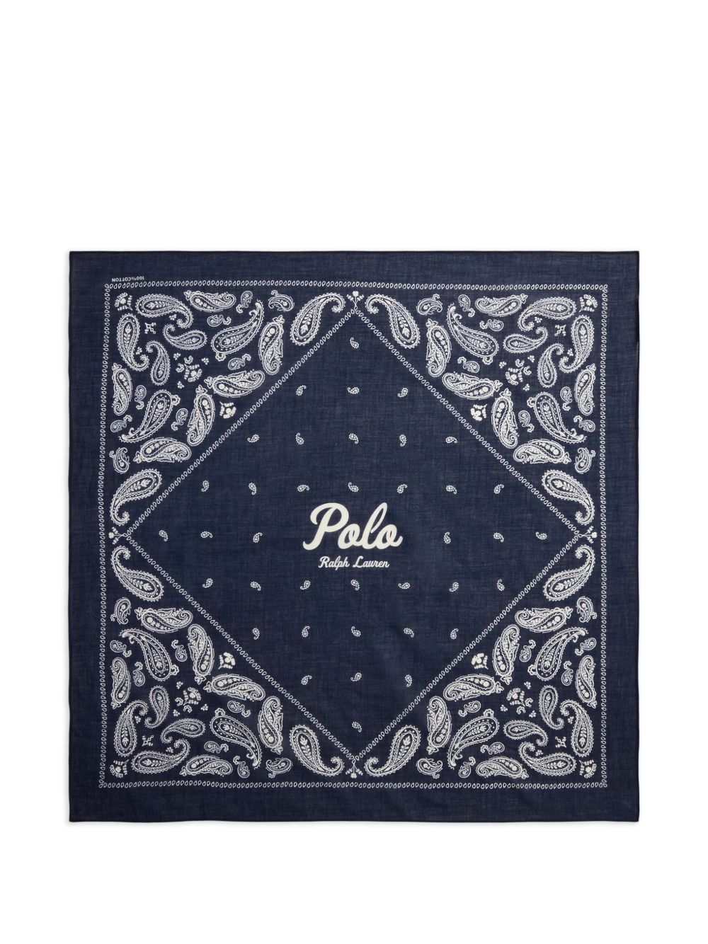 POLO RALPH LAUREN Bandana in cotone blu navy con stampa paisley 
