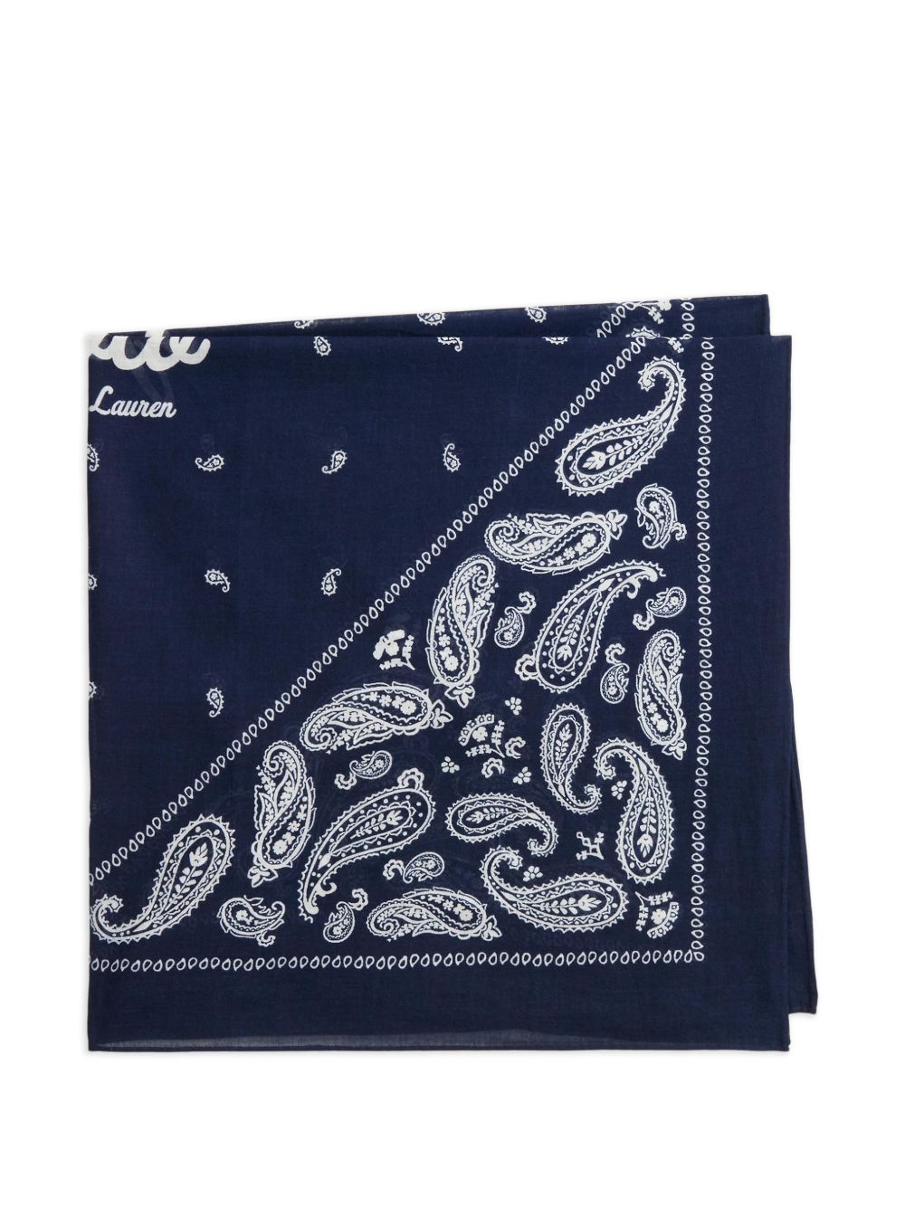 POLO RALPH LAUREN Bandana in cotone blu navy con stampa paisley 
