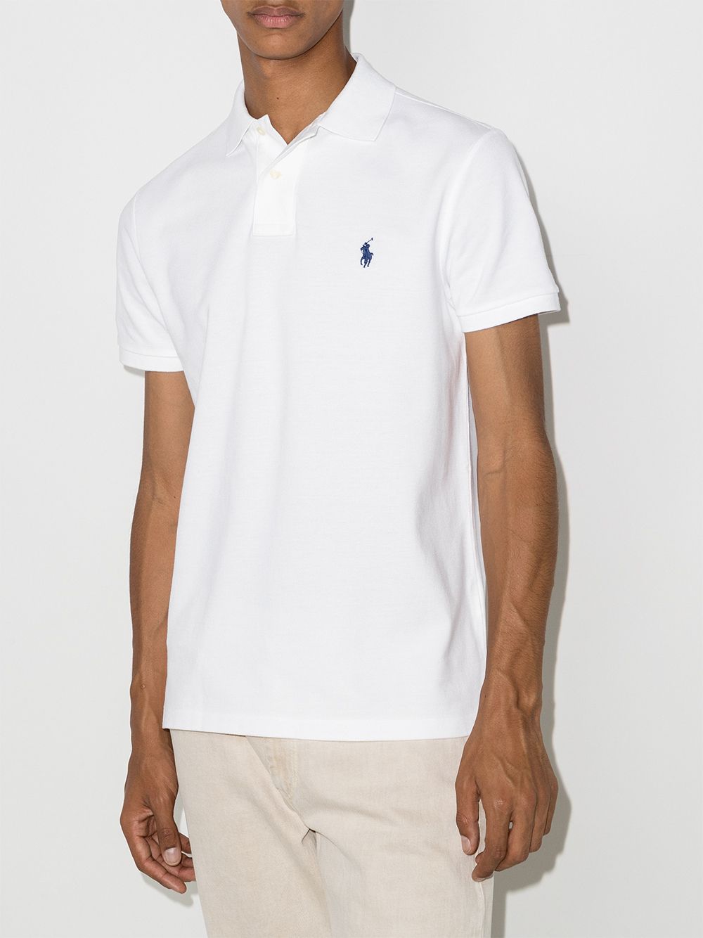 POLO RALPH LAUREN Polo in cotone bianco con logo blu 
