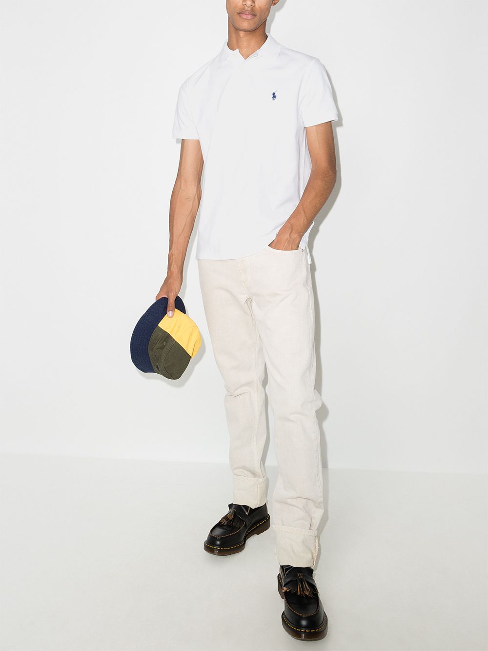 POLO RALPH LAUREN Polo in cotone bianco con logo blu 
