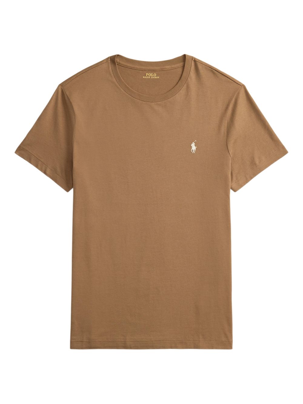 POLO RALPH LAUREN T-shirt in cotone a maniche corte marrone con ricamo logo 