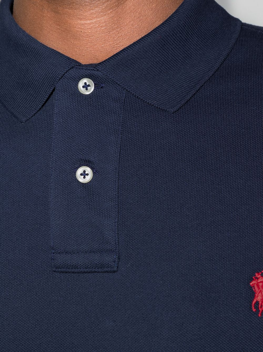 POLO RALPH LAUREN Polo in cotone blu con cavallino rosso 