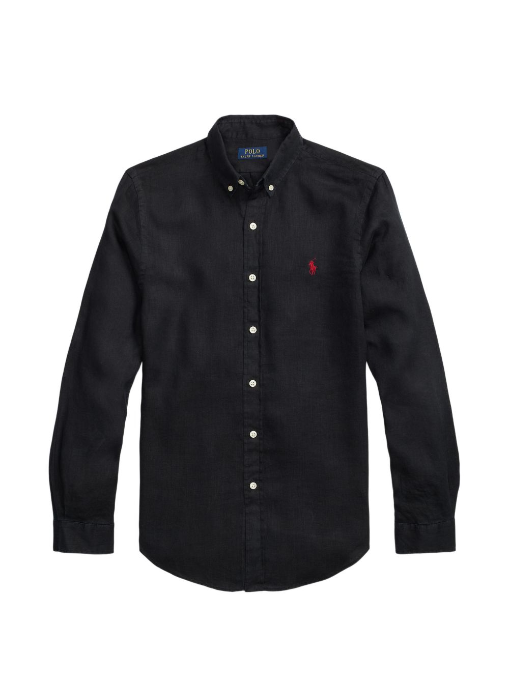 POLO RALPH LAUREN Camicia nera con logo ricamato sul petto 