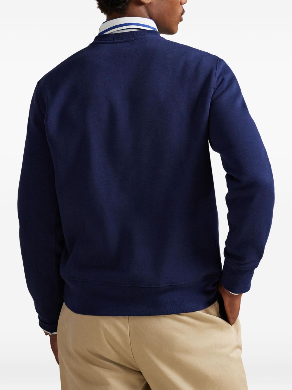 POLO RALPH LAUREN Felpa in cotone blu con stampa orso 