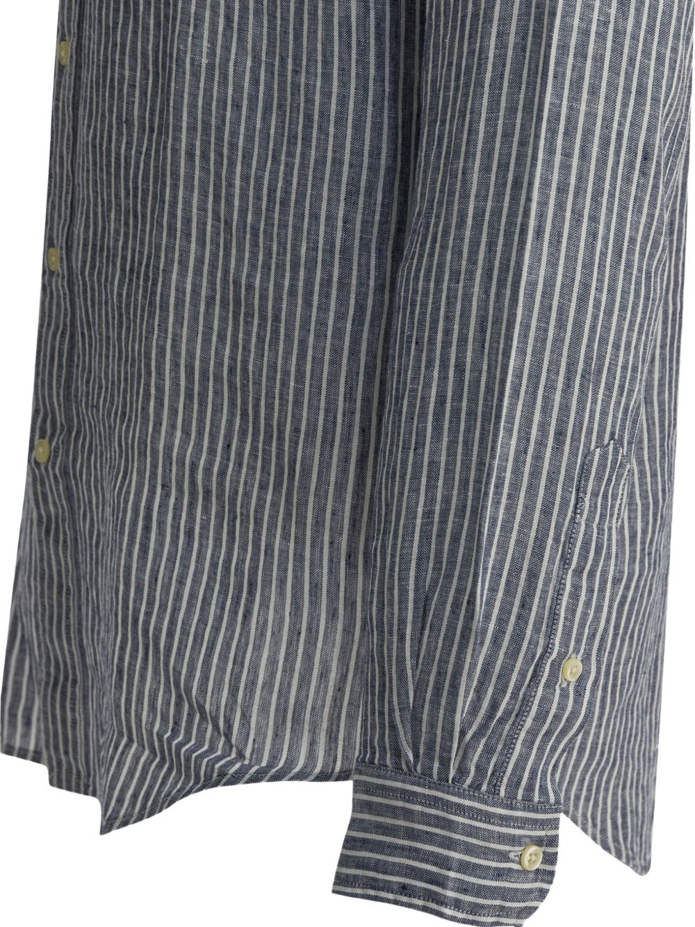 POLO RALPH LAUREN Camicia a righe in lino blu con logo ricamato 