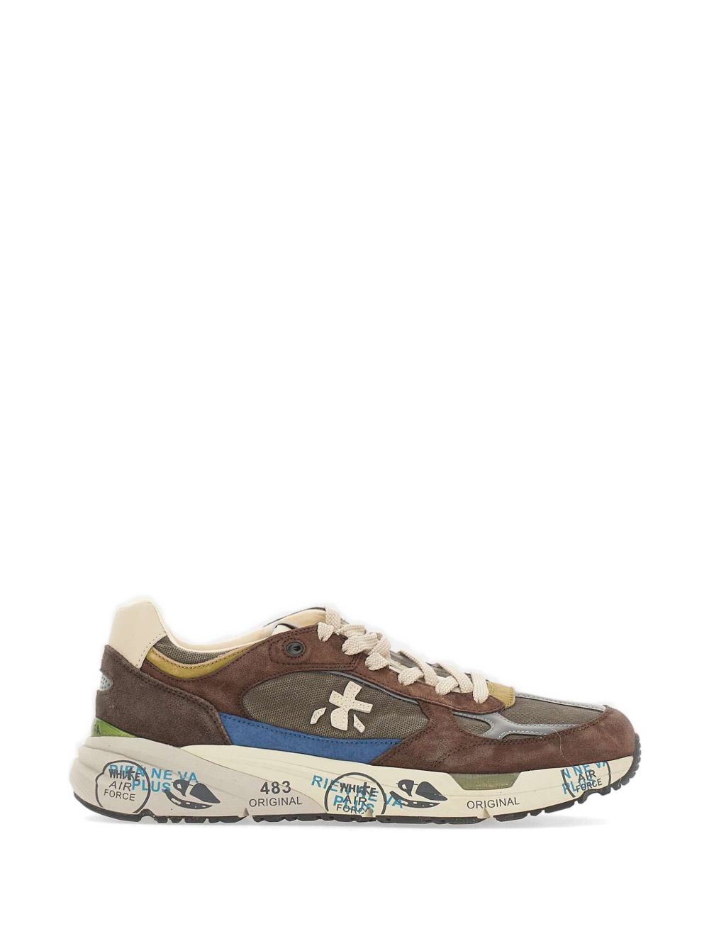 PREMIATA Sneakers Mase in camoscio marrone e suola bianca 