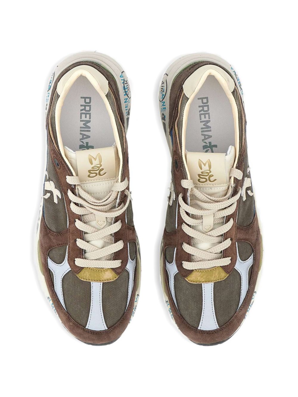 PREMIATA Sneakers Mase in camoscio marrone e suola bianca 