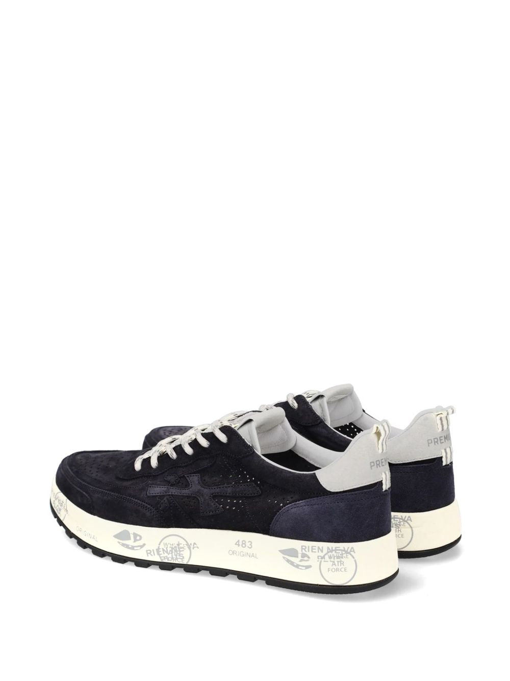PREMIATA Sneakers Nous in camoscio nero con suola bianca 