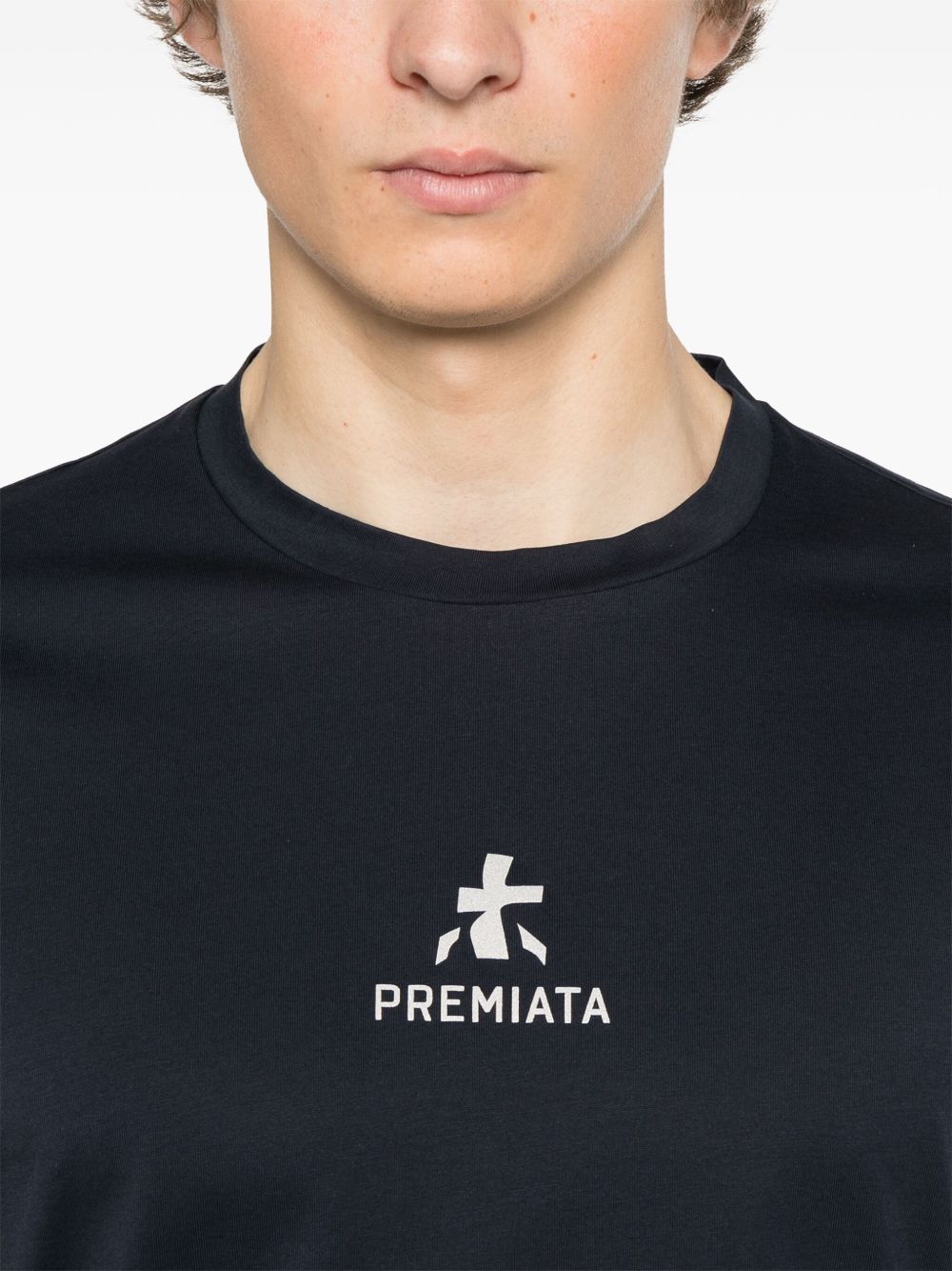 PREMIATA T-shirt in cotone blu con logo bianco 