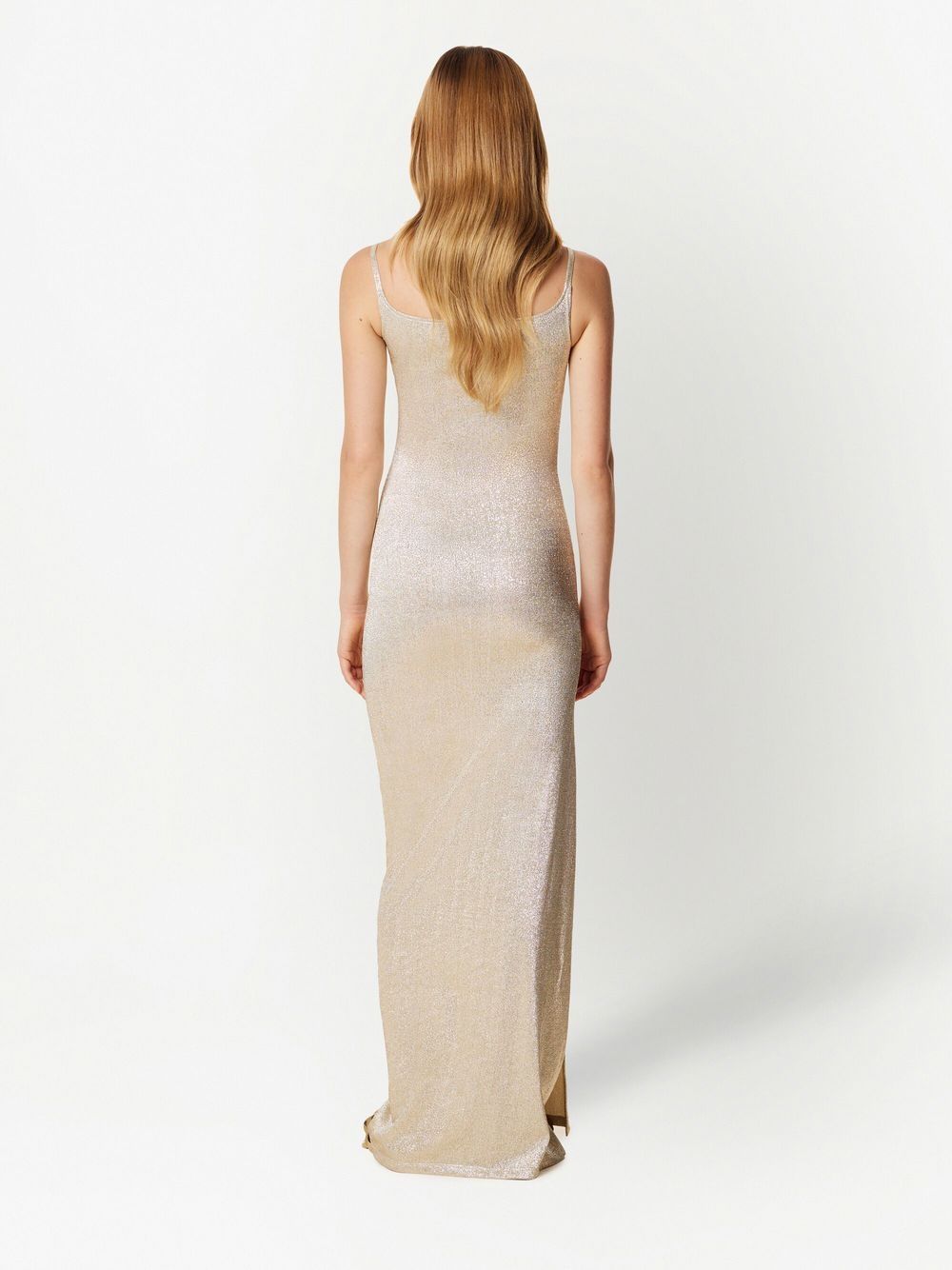 RABANNE Abito Paco in lurex dorato con spacco 