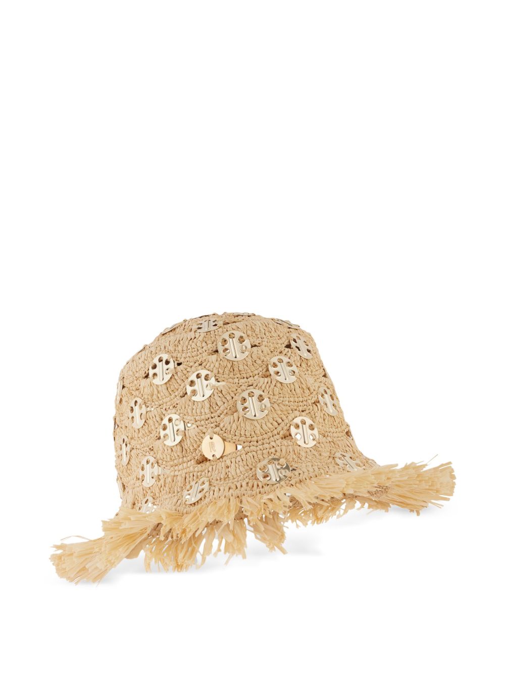 RABANNE Cappello in rafia Bob con placche oro 