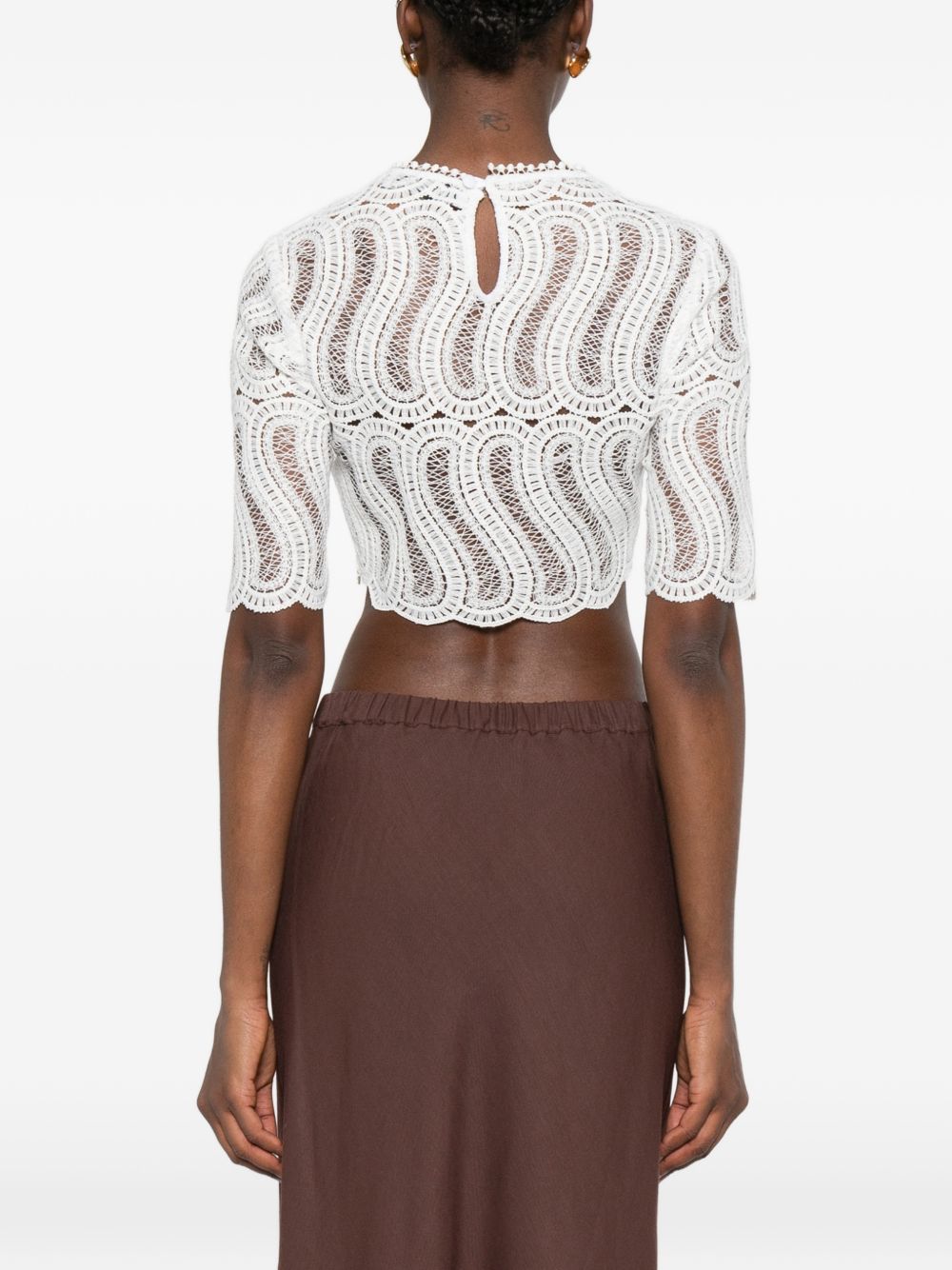 RAQUEL DINIZ Top bianco in pizzo 