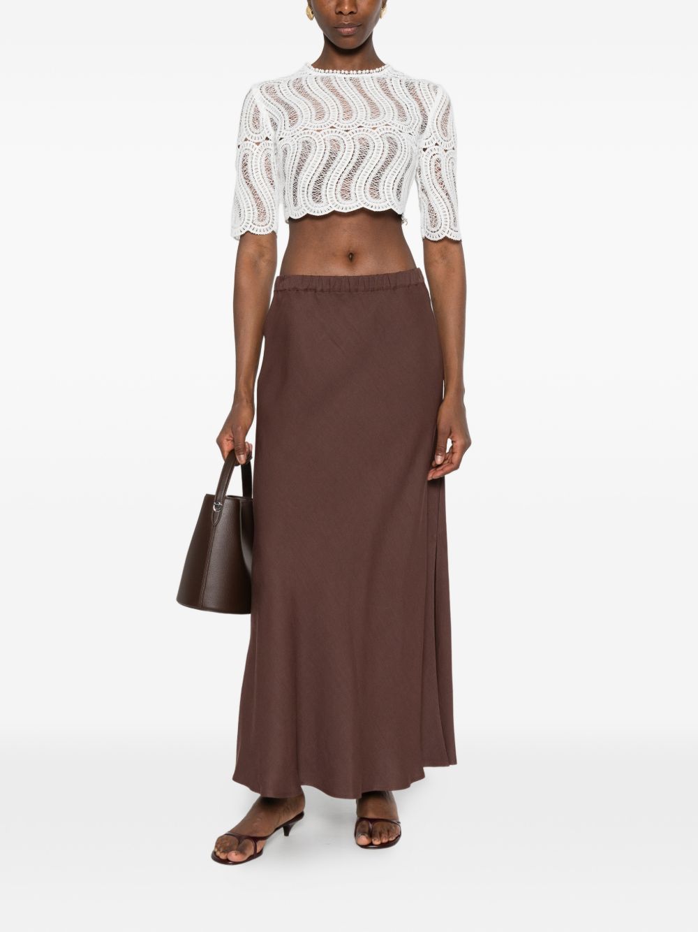 RAQUEL DINIZ Top bianco in pizzo 