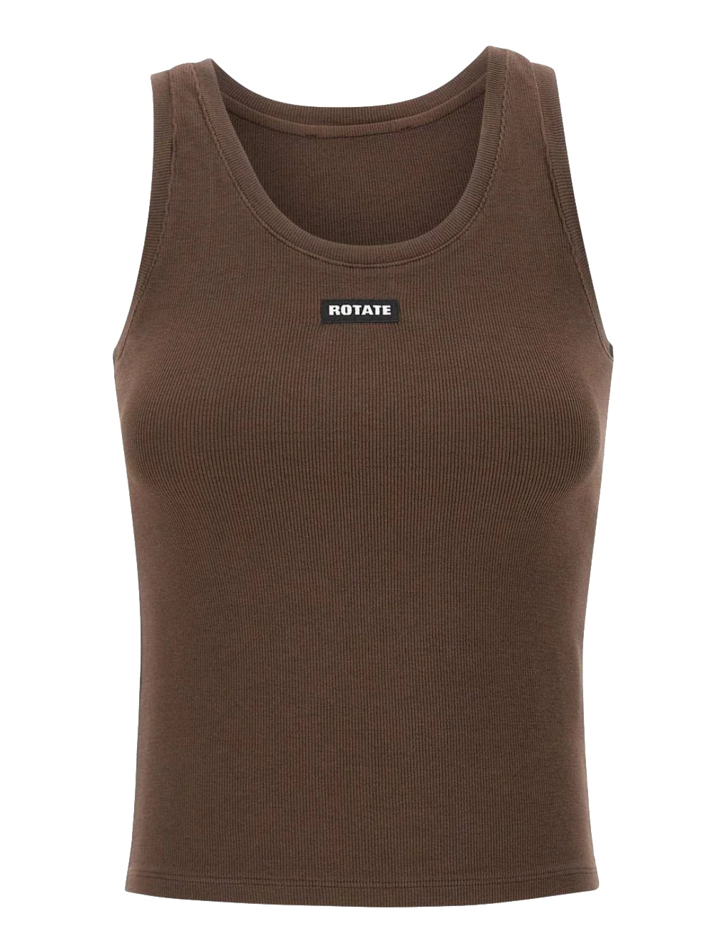 ROTATE Top con patch logo in cotone marrone 