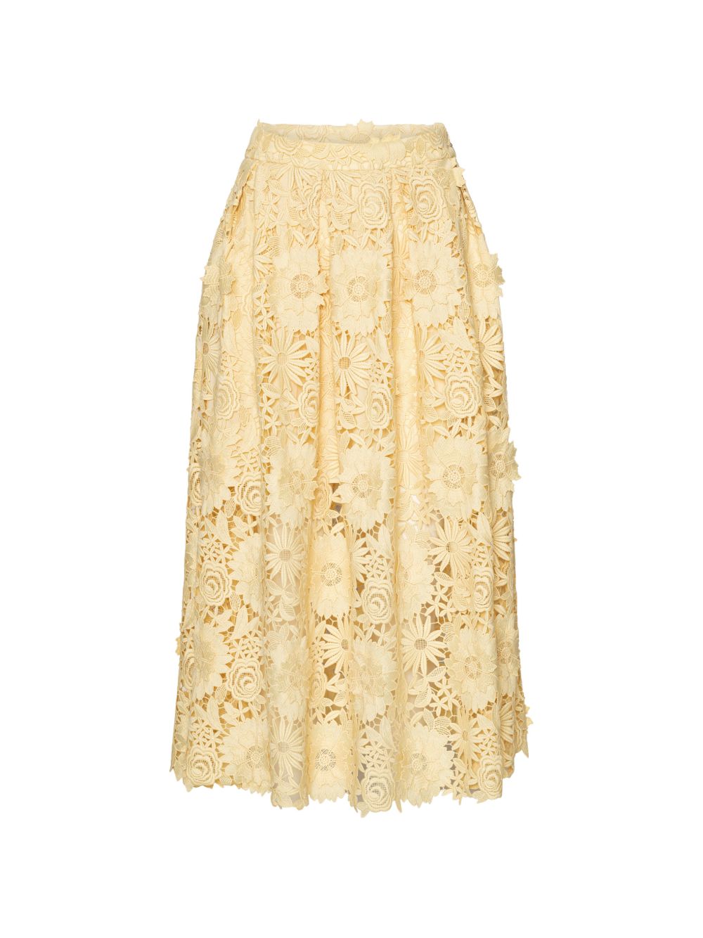 ROTATE Gonna midi gialla con pizzo fiori 