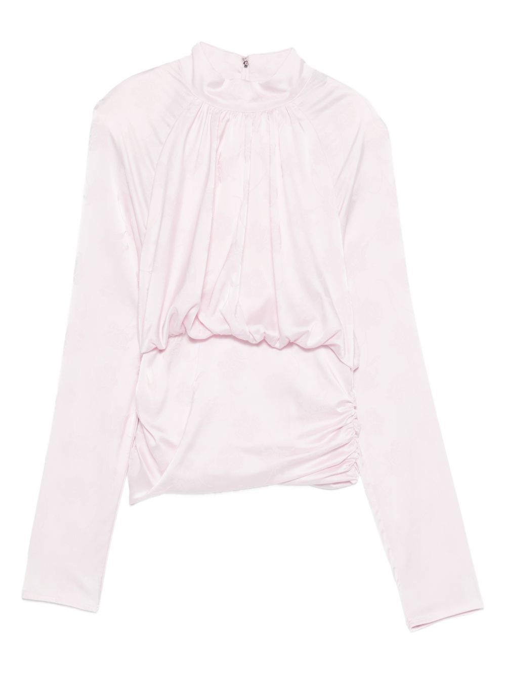 ROTATE Top rosa cipria con grafica floreale all-over 