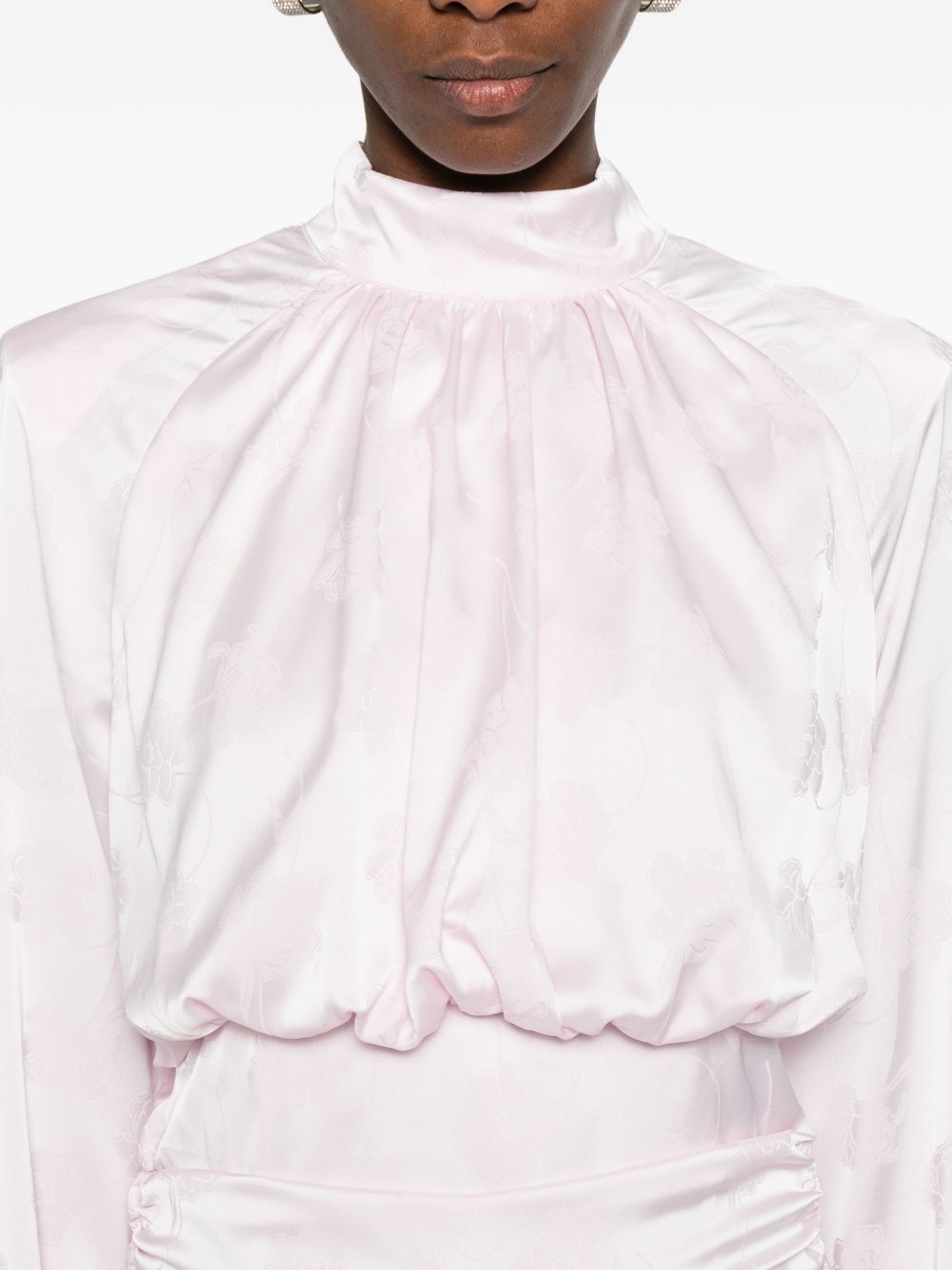 ROTATE Top rosa cipria con grafica floreale all-over 