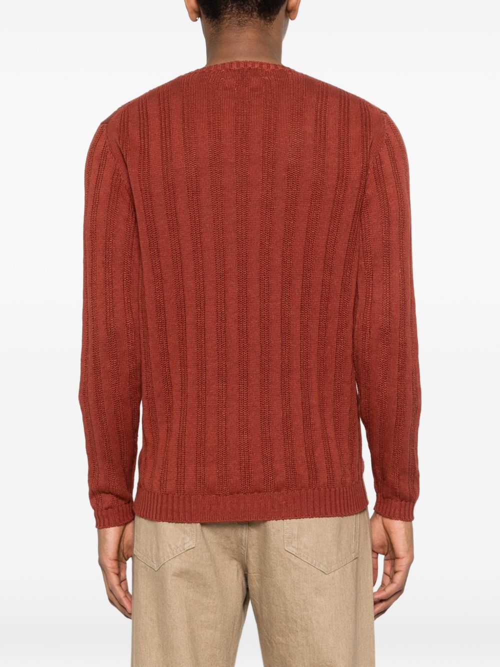 SCAGLIONE Maglia in lino e cotone rosso a righe 