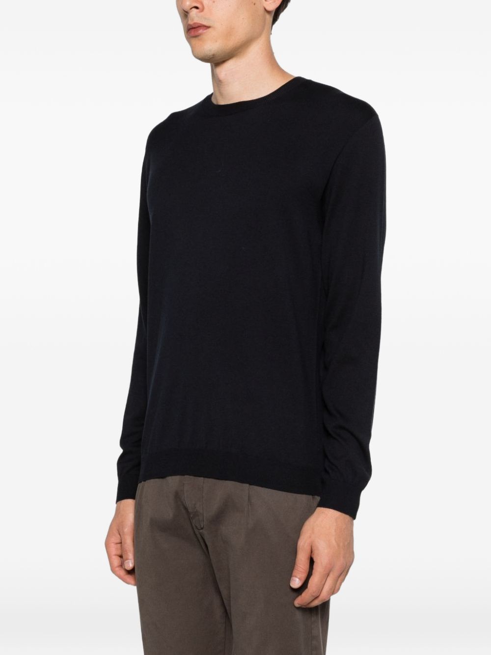 SCAGLIONE Maglia in seta e cotone blu navy girocollo 