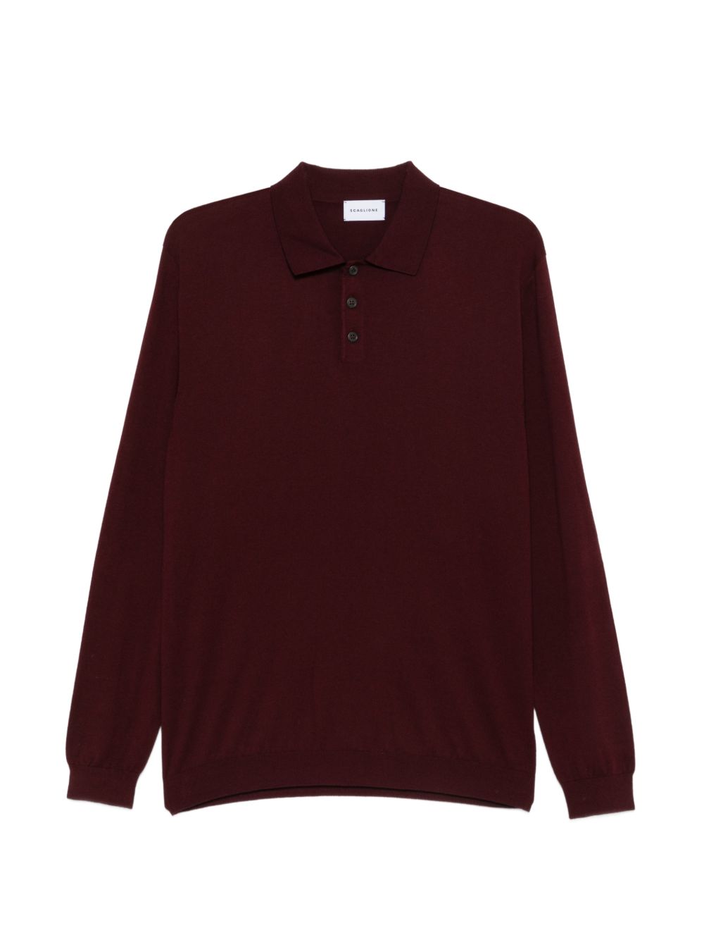 SCAGLIONE Polo in seta e cotone bordeaux a maniche lunghe 