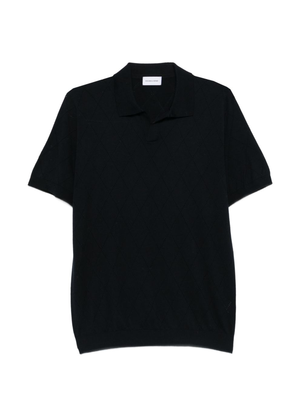 SCAGLIONE Polo in seta e cotone blu a maniche corte 