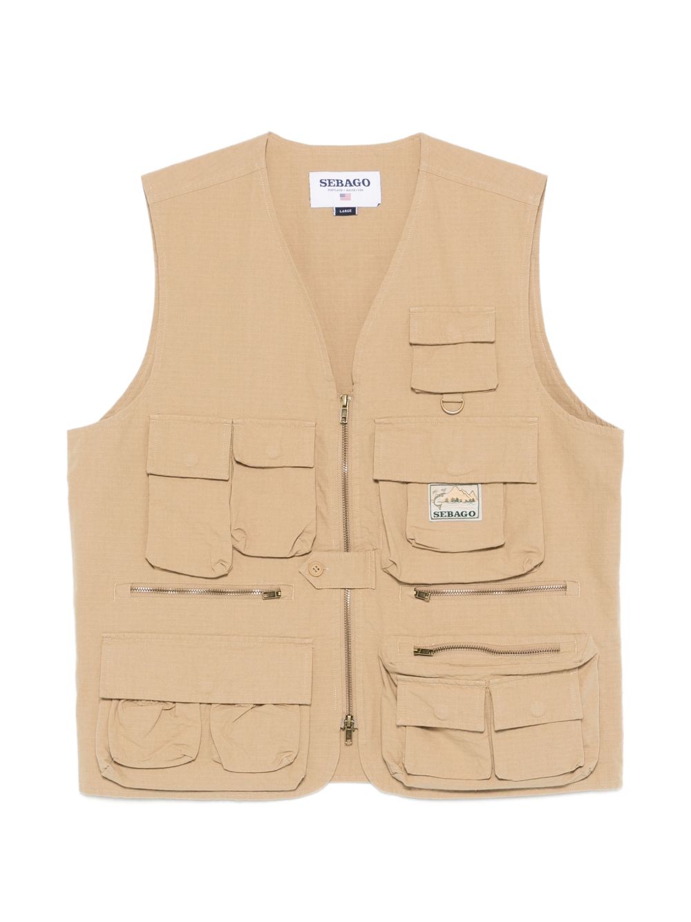 SEBAGO Gilet Downeaster in cotone beige con tasche 