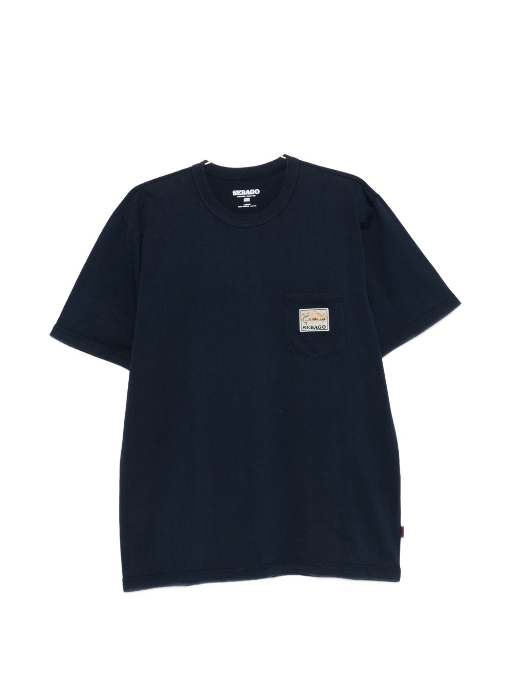 SEBAGO T-shirt in cotone blu con tasca e etichetta logo 
