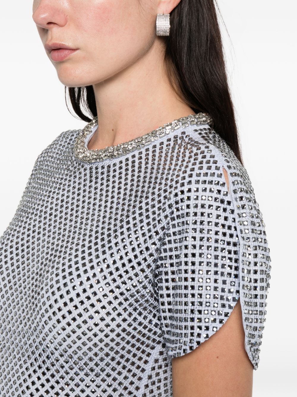 SELF PORTRAIT Abito midi blu con strass 