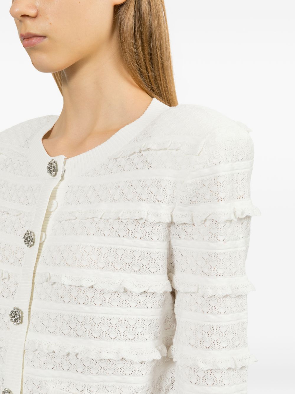 SELF PORTRAIT Cardigan con bottoni impreziositi da strass bianco 