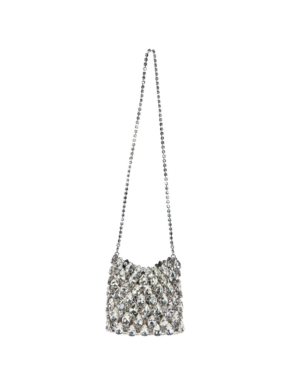 SELF PORTRAIT Borsa a tracolla con strass argento 