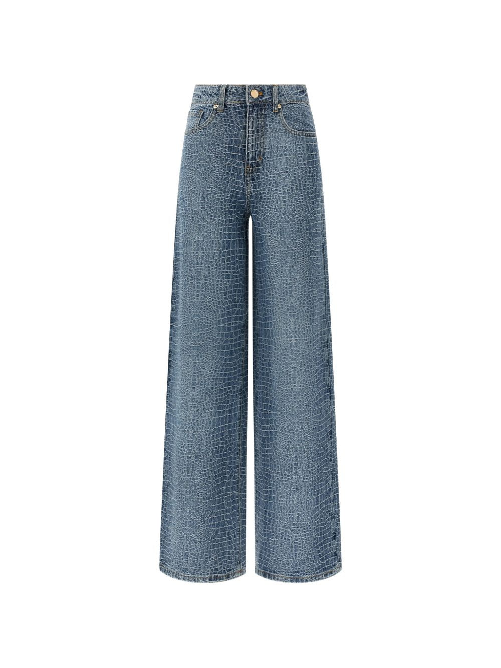 SELF PORTRAIT Jeans wide-leg con effetto cocco 