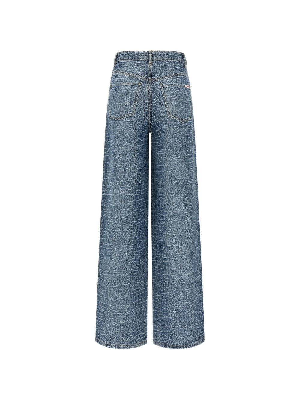 SELF PORTRAIT Jeans wide-leg con effetto cocco 