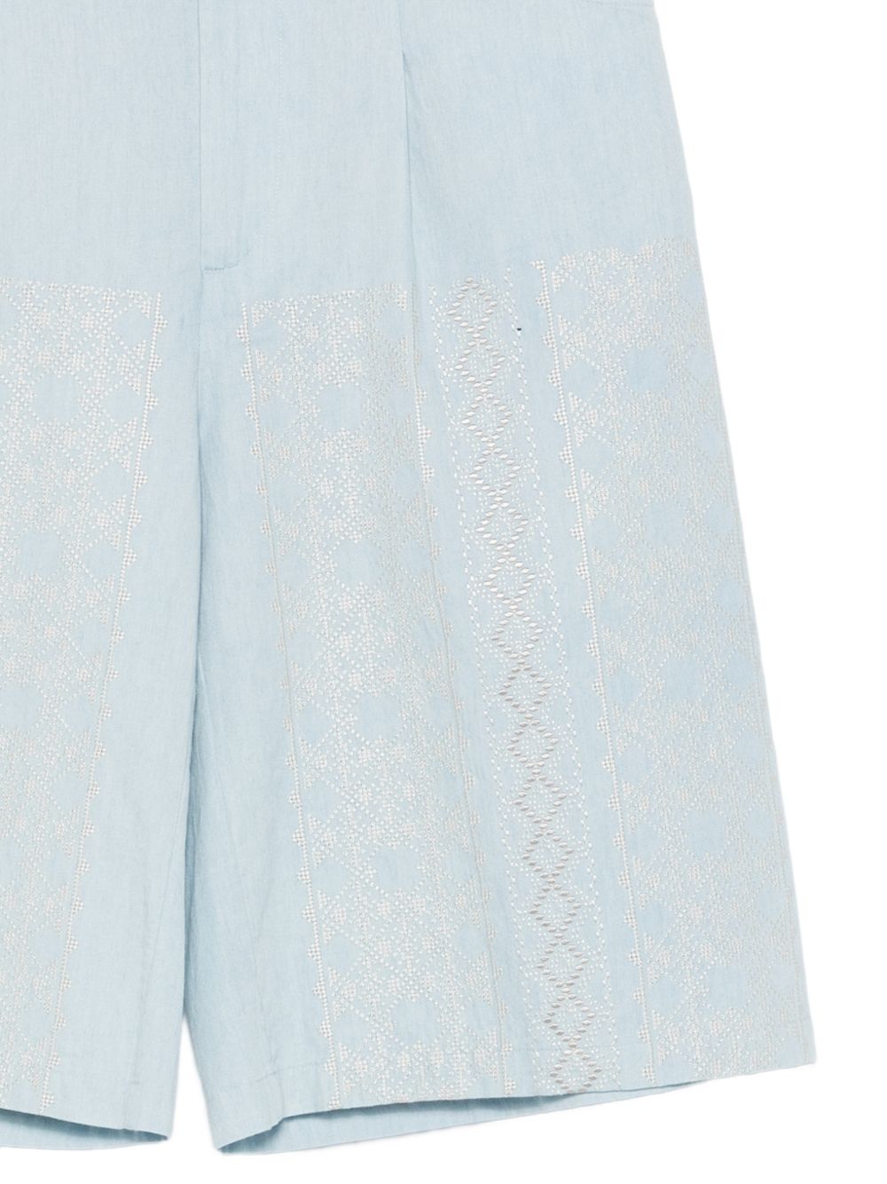 SEMICOUTURE Shorts bermuda Zelda con ricami celeste 