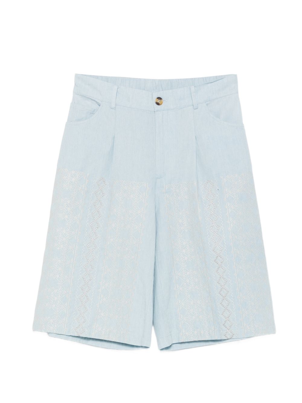 SEMICOUTURE Shorts bermuda Zelda con ricami celeste 