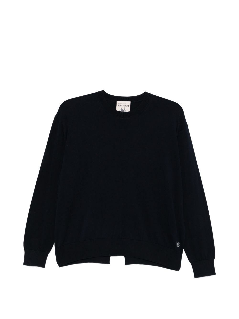 SEMICOUTURE Maglia Alejandra in cotone nero girocollo 