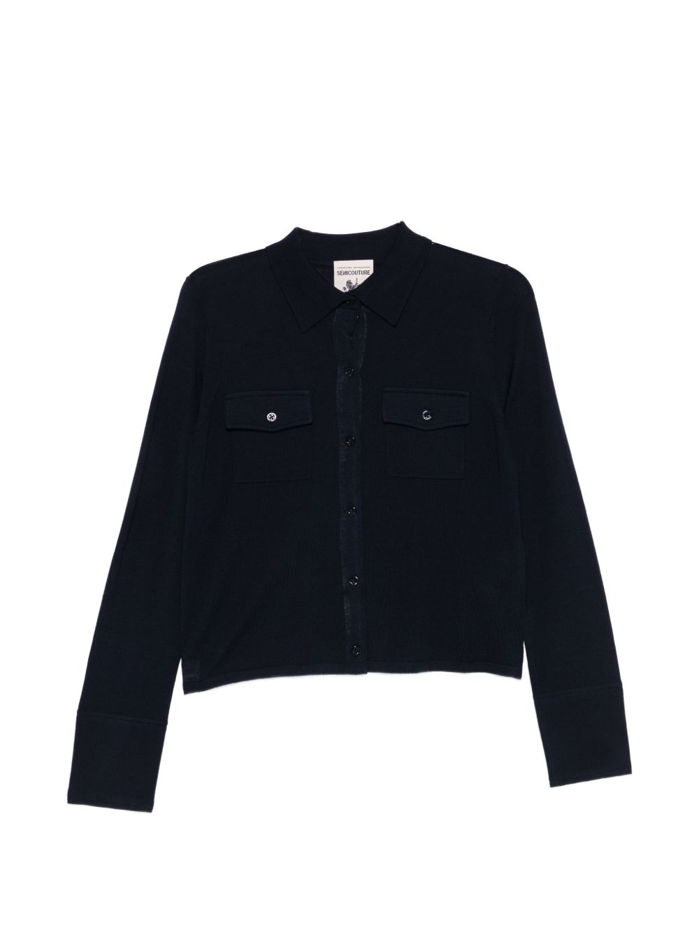 SEMICOUTURE Cardigan Neta in lana nera con tasche 