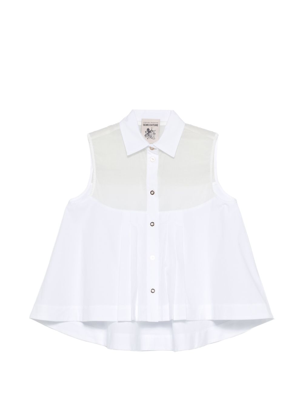 SEMICOUTURE Top in cotone elasticizzato bianco con bottoni 
