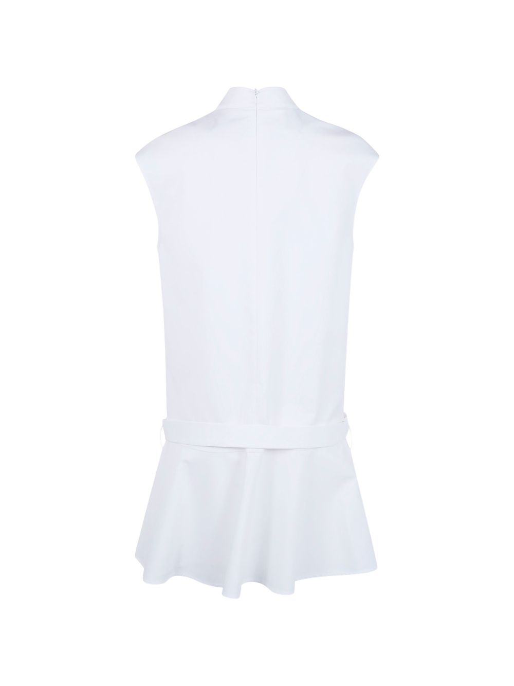 SEMICOUTURE Abito corto bianco in cotone elasticizzato con cintura in vita 