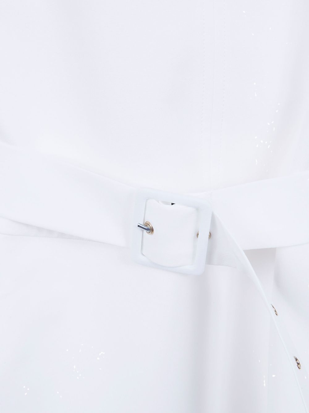 SEMICOUTURE Abito corto bianco in cotone elasticizzato con cintura in vita 