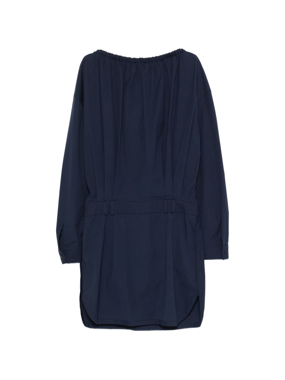 SEMICOUTURE Abito corto Ricarda in cotone blu con tasche e laccio 