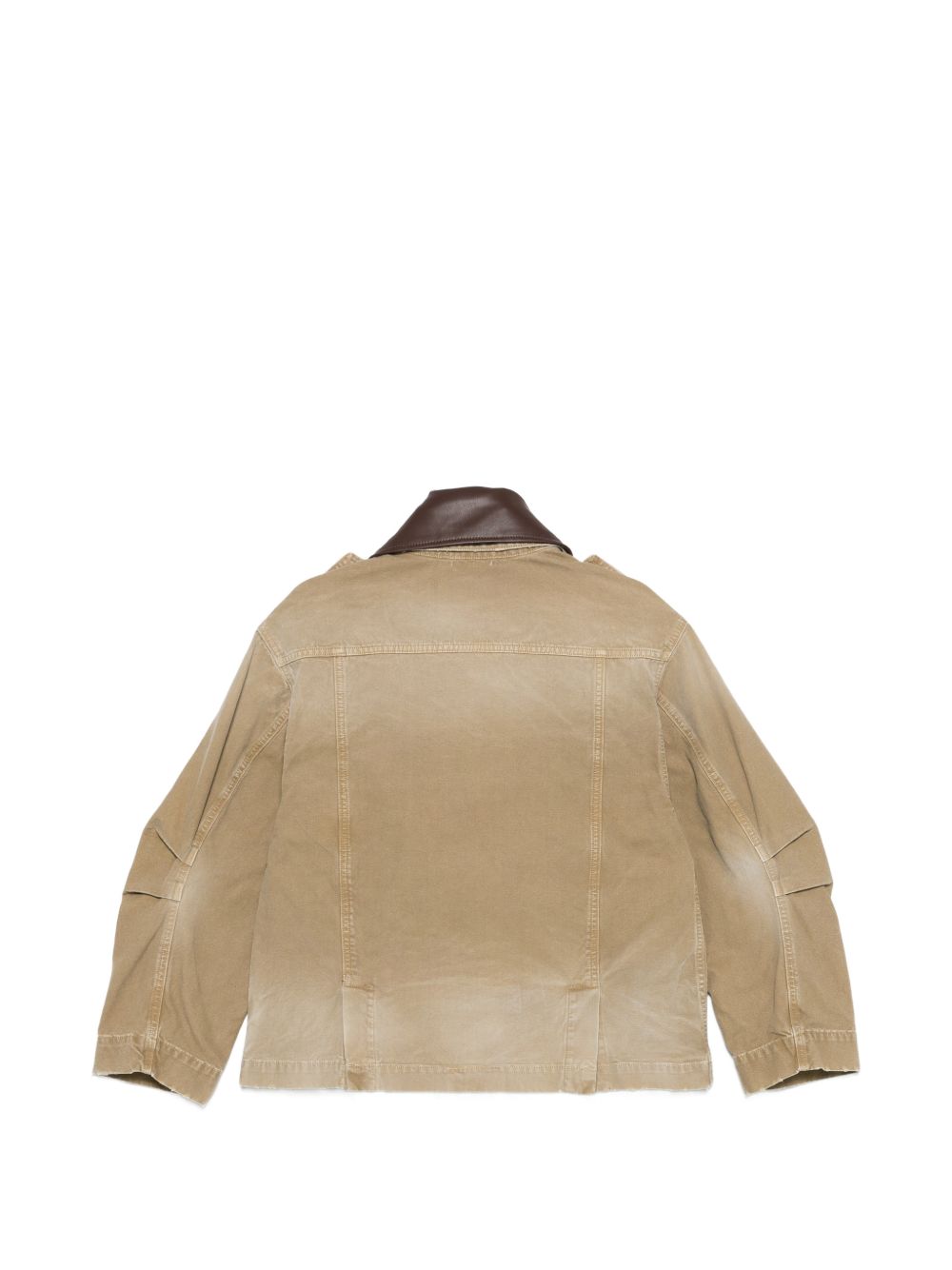 SEMICOUTURE Giacca Gloria color sabbia con colletto in pelle marrone 