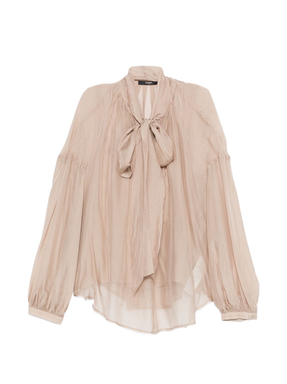 SEVENTY Blusa beige semitrasparente con fiocco 