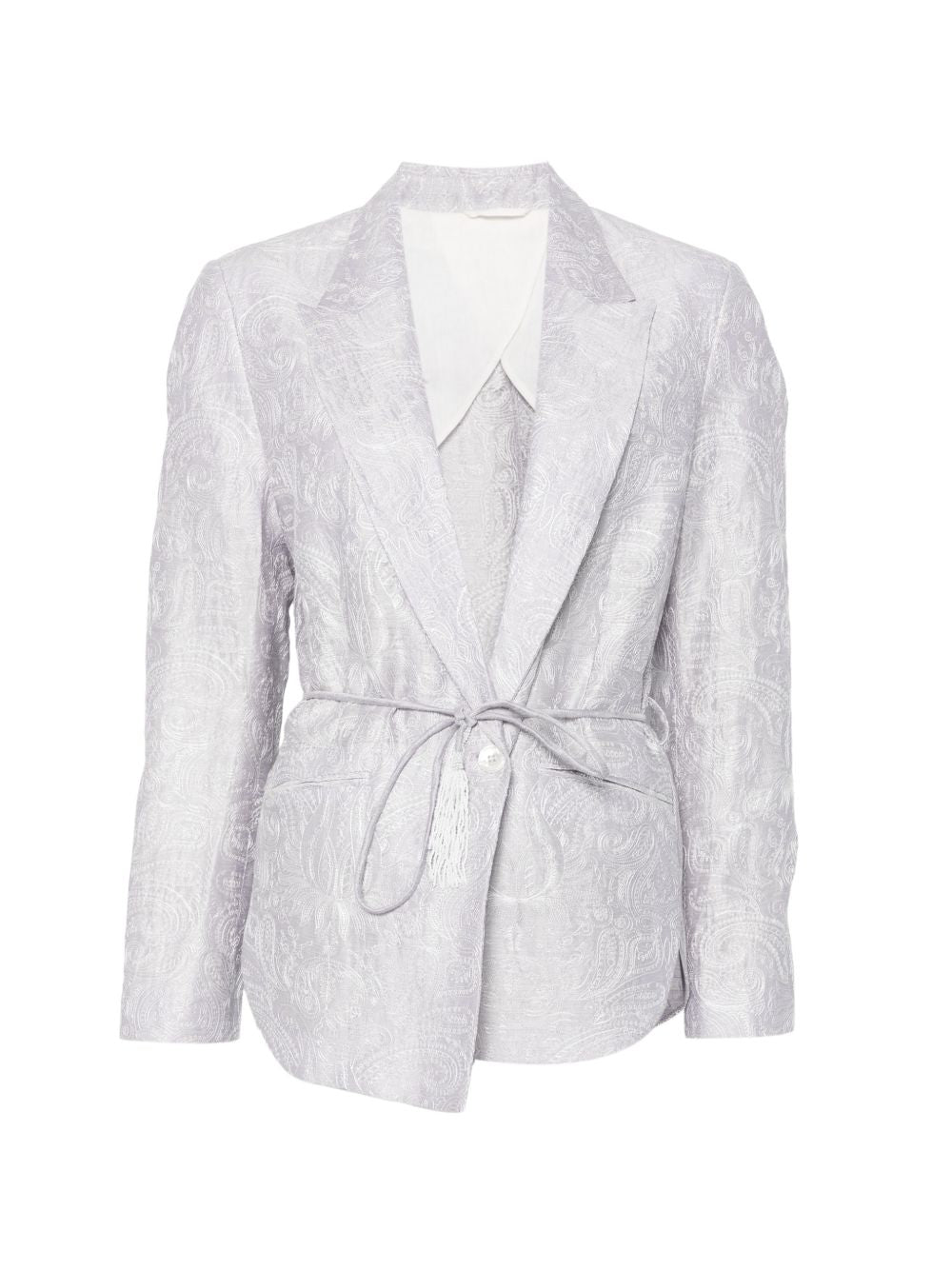 SEVENTY Giacca con motivo jacquard e chiusura in vita grigio chiaro 